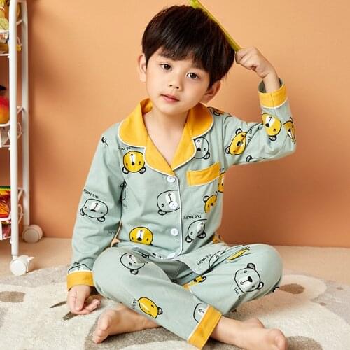 Children Pajamas Set Boys Autumn Homewear Spring Cotton Kids Pijama Nightwear Cartoon Girls Cardigan Loungewear Korean Pyjama