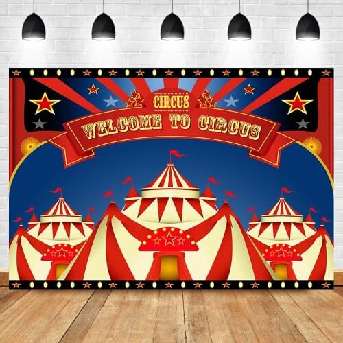 Welcome to Circus Backdrop Red Curtain Magic Circus Stage Photography Background Carnival Children Birthday Party Backdrops