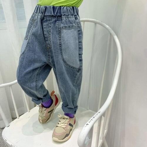 Spring Autumn Boy Girls Harem Jeans Children Casual Trousers Costume Baby Boy Washed Jeans Pants for Kids Denim Pants