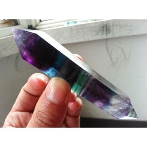 Beautiful natural green and purple fluorite double tip healing