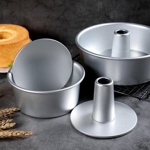 4/6/8 Inch Aluminum Alloy Round Hollow Non-Stick Chiffon Cake Mold Angel Food Cake Pan Baking Mould with Removable Bottom