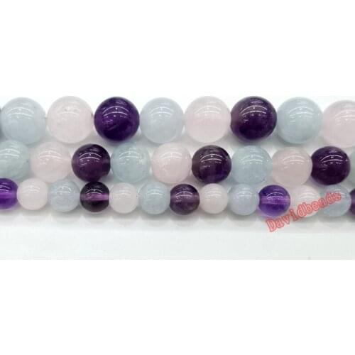 Natural Stone Lavender Amethysts Crystals Round Beads 15" Strand 4 6 8 10MM Pick Size for Jewelry Making