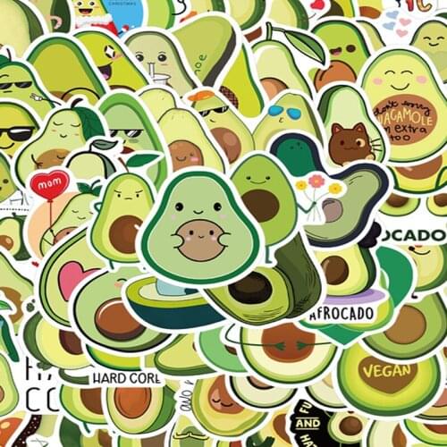 100pcs Avocado Stickers decal scrapbooking diy pasters home decoration phone laptop waterproof cartoon accessories