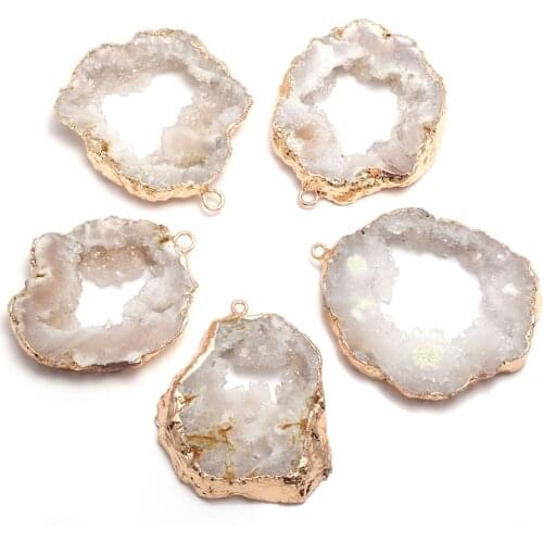 Irregular Quartz Crystal Pendant Natural Stone Druzy Agates Charms DIY Jewelry Making Necklace Earrings Accessories Gifts