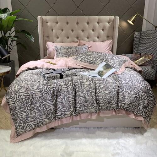 New 60S egyptian Cotton Bedlinen Luxury bedclothes Bedcover Zebra pattern Duvet Cover Bedding Set queen king size bed set