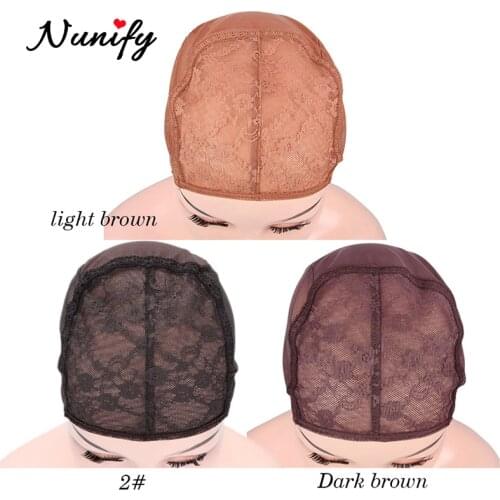Nunify 5Pcs/Lot Fashion Black Weave Caps for Sew in Hair Weft Large Medium Small Wig Cap for Making Wigs with Adjustable Strap
