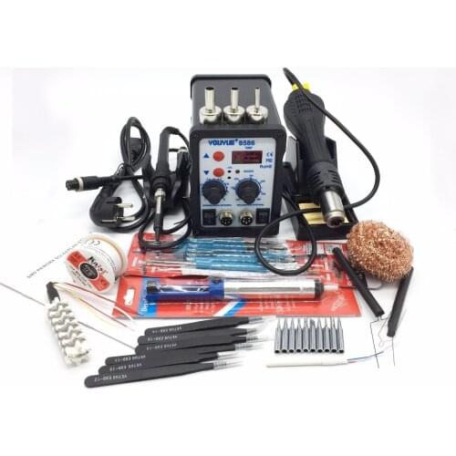 Original EU/US 220V/110V 700W Soldering Station YOUYUE 8586 2 in 1 SMD Rework Station Hot Air Gun + Electric solder iron Station