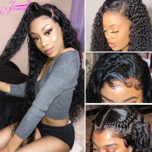 32inch Wig 13X4 Kinky Curly Lace Front Wig 10A Cheap Human Hair Wig 150 Density Malaysia 30Inch Jerry Curl Natural Baby hair Wig