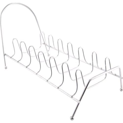 Draining Pot Lid Shelf Sink 7 Slots Pan Dish Rack Drying Stand Stainless Steel Kitchen Plates Countertop Bowl Storage Holder