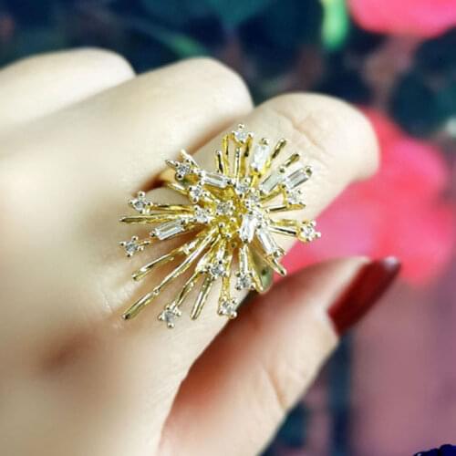 LEEKER Luxury Zircon Flower Rings For Women Rose Gold Color Adjustable Size Ring Jewelry Accessories 688 LK7