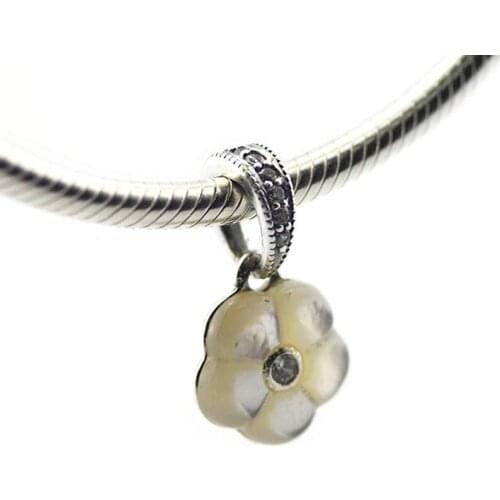 Luminous Florals Pendant Silver Charms for Bracelets & Bangles Clear CZ Silver 925 Jewelry DIY Flower Charms for Jewelry Making