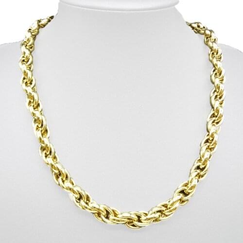 Tiasri Gold Silver Color Rope Chain Necklace For Women Men Width 9mm DIY Jewelry Making for Pendant Necklace Bracelet Link