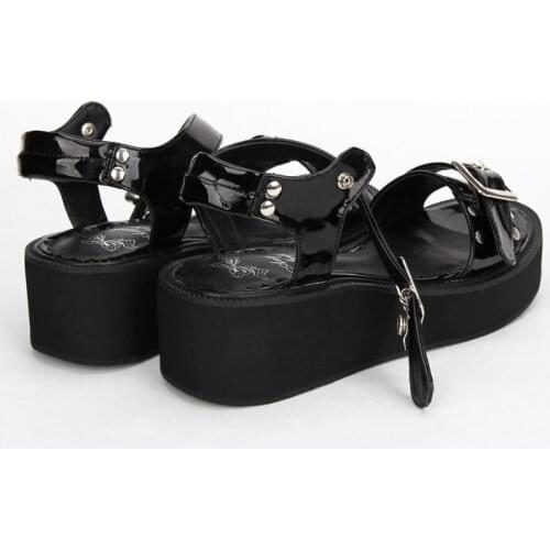Angelic imprint Gothic Lolita style Platform shoes New Fashion PU Leather Lolita Sandals Size 35-46 8469