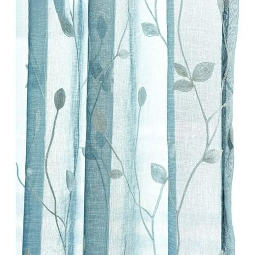Tulle Sheer Willow Leave Embroidered Window Balcony Curtains for Home Living Room Bedroom Decoration in the Kitchen Cafe Curtain