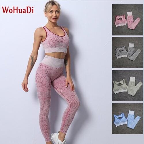 WOHUADI Womens Clothing Sportswear Camouflage Yoga Clothes Training Sports Bra Running Yoga Pants Workout Suit Set Leggings