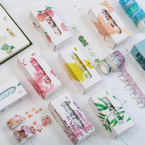 Japanese Stationery Decorative Washi Tape Set Kawaii Flower Series Masking Paper Tape 5 PCS/Lot Creative Scrapbooking Stickers