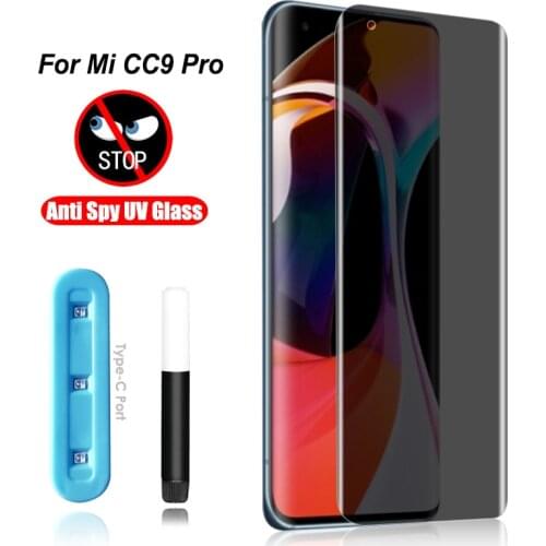 For Xiaomi Mi Note 10 Pro CC9 Pro Privacy Screen Protector with UV Full Glue Glass for Xiaomi 10 P30 Pro anti Spy Tempered Glass