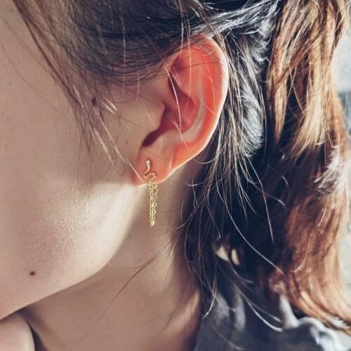 Original S925 Sterling Silver Snake Tassel Earrings Fashion 2020 New Female Back Hanging Unique Statement Vintage Wholesale Kpop