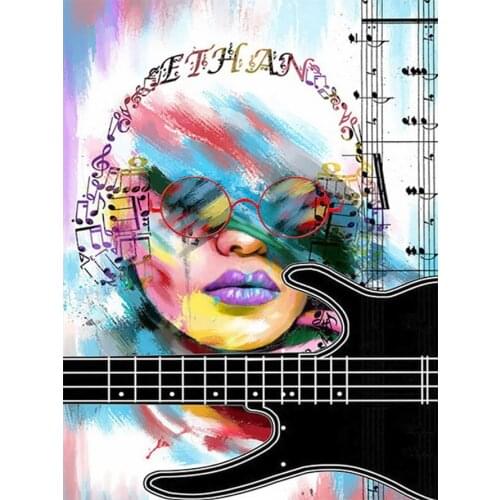 Woman Avatar Guitar Diamond Painting Round Full Drill Nouveaute DIY Mosaic Embroidery 5D Cross Stitch Abstract Portrait Pattern