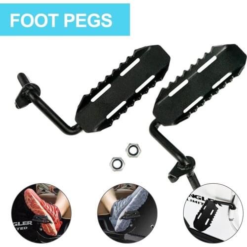 1 Pair Car Exterior Door Hinge Foot Rest Peg Pedal Black Steel Foot Pegs For Wrangler JK 2DR JKU 4DR 2007-2018 Car Accessories