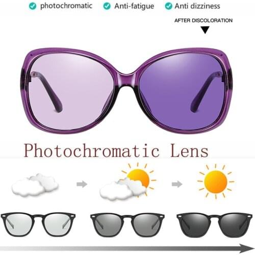 2021 Photochromic Sunglasses Women Polarized Chameleon Lens Driving Tinted Goggle Anti-glare Sun Glasses lunette soleil femme