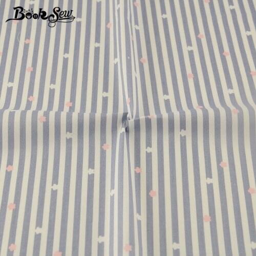 Booksew New Arrivals Cotton Twill Fabric Telas Patchwork Bedding Craft Sewing Light Grey Strips Flowers Design Tecido Quilting