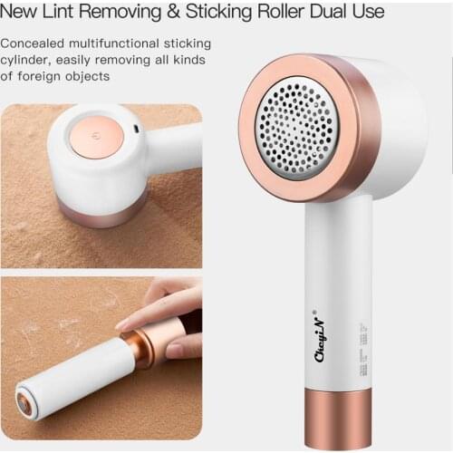 Ckeyin 2 In 1 Lint Remover Clothes Fuzz Pellet Trimmer + Sticky Hair Dual-use USB Charging Fabric Shaver Sweater Fuzz Removal 50