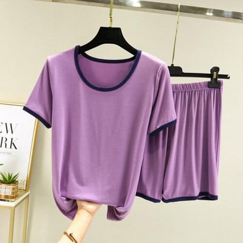 Summer Modal Cotton Homewear Thin Large Size Pajamas Set Outer Wear T-shirt Shorts Short Sleeve Base Two-piece Set