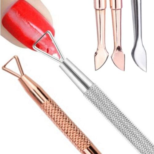 Stainless steel double-headed nail polish remover UV GEL cleanser flat dead skin clean nail tool