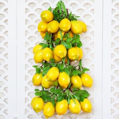 52cm 8Head Artificial Lemon Home Garden Kitchen Wall Hanging Ornament Fake Fruits Wedding Birthday Party Decor Artificial Fruits