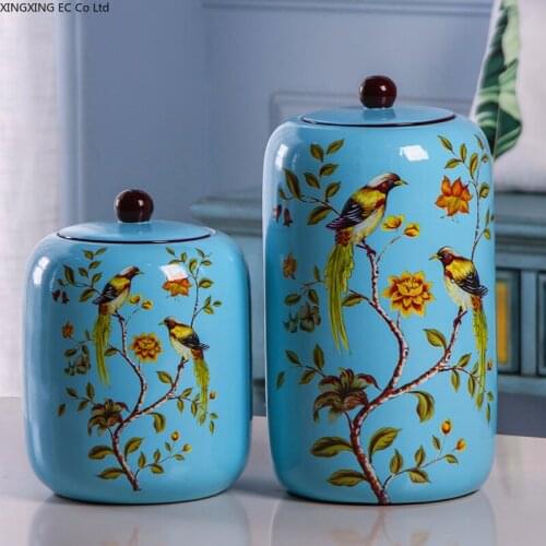 Chinese Style European Neo-classical Ceramic Vase Storage Pot Clay Pot Vase Decoration Living Room Bogu Frame Flower Arrangement