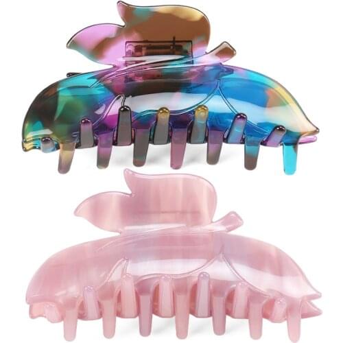 New Leaf Jaw Hair Claw - Elegant Hair Ornament for Women Girls Trendy Cellulose Acetate Hair Accessory Jewelry Tiara for Travel