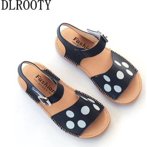 Summer Children Sandals Shoes Girls Polka Dot Princess Kids Party Fashion Beach Leather Flat Toddler Baby Breathable