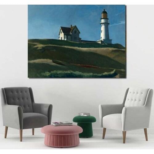Lighthouse Hill By Edwardor Hopper Canvas Painting Print Living Room Home Decor Modern Wall Art Oil Painting Poster Pictures HD