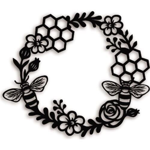 Honeycomb Bee Rose Wreath Border Metal Cutting Dies Stencil 2019 New For DIY Scrapbooking Greeting Card Embossing Craft Template