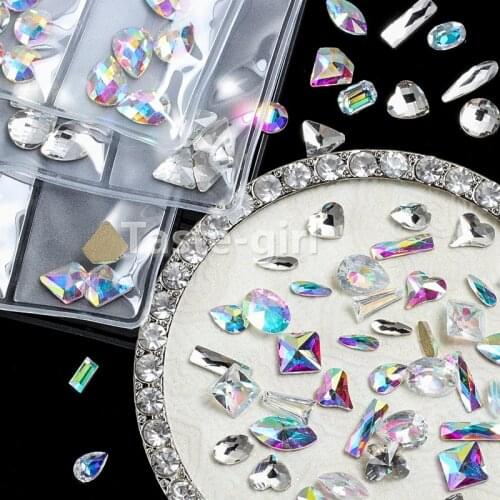 Multi-size Glass Nail Rhinestones For Nails Art Decorations Crystals Gems Strass Charms Partition Mixed Size Rhinestone Set
