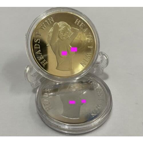 Lucky Coin Girl Head And Tail Challenge Coin Sexy Girl Mature Gold Toy Gift Gold Plated Challenge Coin ,Gold Coin Craft Gift #3