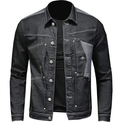 Jacket Men 2020 Spring and Autumn New High Quality Men Spliced Lapel Single Breasted Slim Long Sleeve Denim Jacket for Men