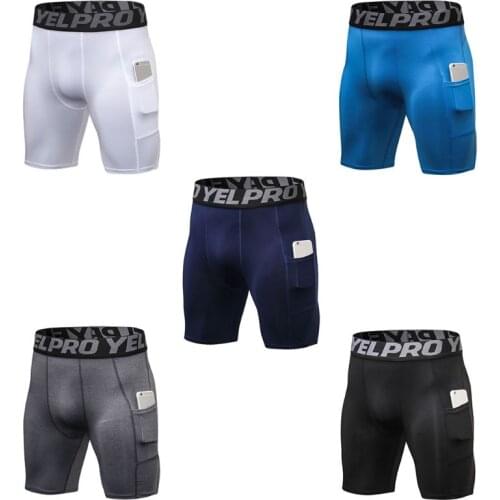 Mens Plus Size Compression Shorts 2 Side Pockets Quick Dry Sport Leggings Ultra Wide Letters Waistband Baselayer Running Tights