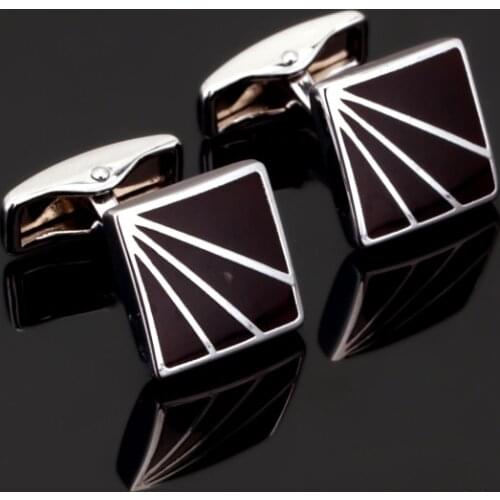 Square Red enamel Cufflinks For Men Jewelry High Quality Hot Sale Classic Stripe Square Men Cuff Links Wedding Mens Custom