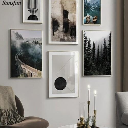 Forest Mountain Lake Famous Scenery Poster Nordic Style Canvas Print Nature Landscape Art Painting Wall Picture Home Decoration