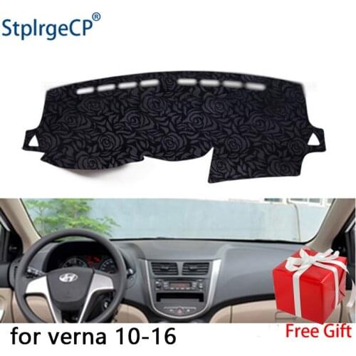 Rose Pattern Non-slip Car Dashboard Cover Dash Mat Pad DashMat ANti-UV Car Sticker for Hyundai Solaris Verna 2012-17 Car Styling