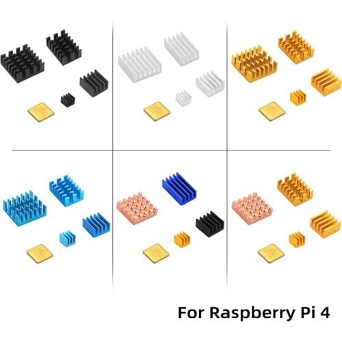 5PCs Raspberry Pi 4 Model B Heatsinks Kit Cooling Pad Metal Radiator Aluminum Alloy Passive Cooling Heat Sink for Raspberry Pi 4