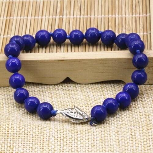 Original design charms 8mm natural lapis lazuli round stone beads bracelet & bangle for women diy jewelry 7.5inch B3170