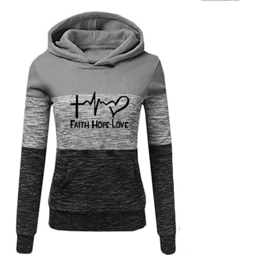 Autumn Sweatshirts Women Casual Hoodies Sweatshirt Patchwork Ladies Hooded Blouse Pullover Tops