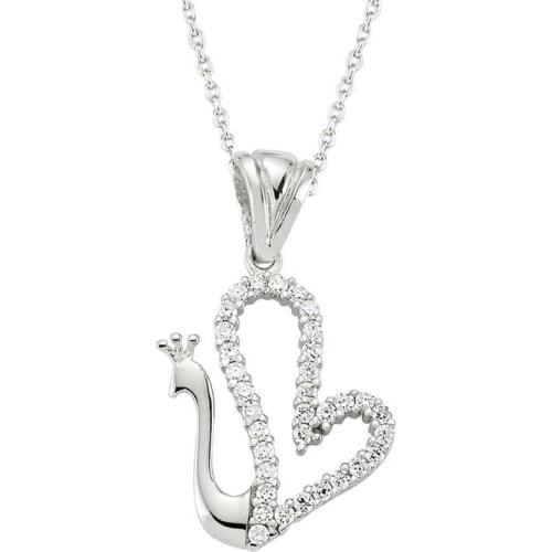 Sterling silver Heart Swan Lady Necklace