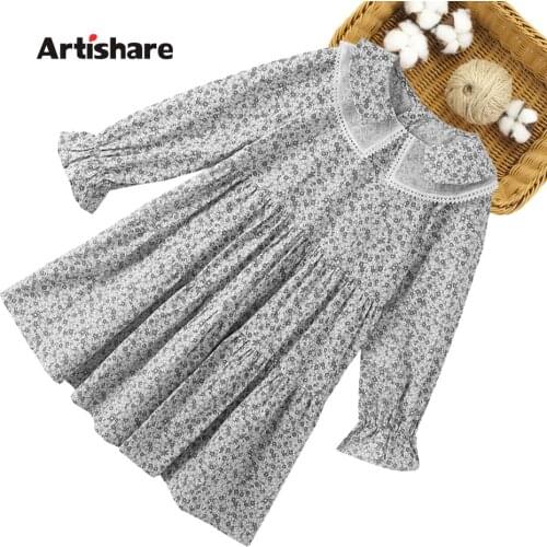 Big Girl Dresses Floral Pattern Dress For Girl Long Sleeve Children Dresses Casual Style Costume For Girls 6 8 10 12 14