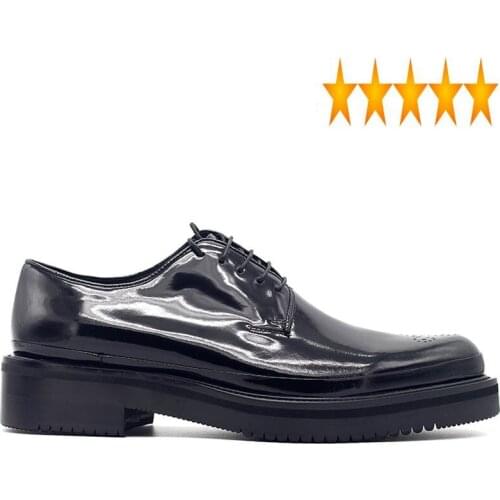 Platform 2021 Thick-Sole Men Brogue Pointed Toe Carved Cow Leather Male Derby Shoes Party Office Footwear