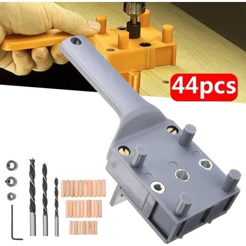 Handheld Quick Dowelling Jig 6/8/10mm Drill Bit Dowel Set Woodworking Hole Drilling Locator Guide Puncher Tool With Pins