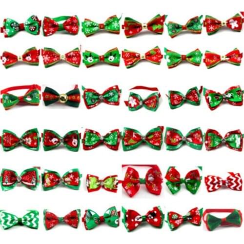 60pcs Christmas Pet Bowtie Handmade Bowknot Necktie Collar Bow Ties Festival Ties Dog grooming Accessories Supplies